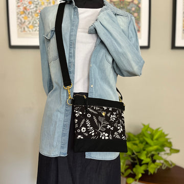 Black Flower Crossbody