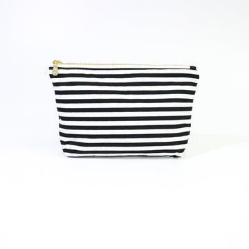Black and White Stripe Zip Pouch