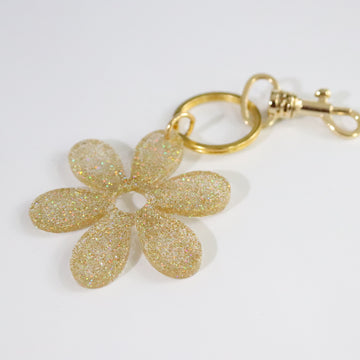 Sparkling Gold Flower Bag Charm