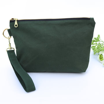 Green Oilskin wristlet