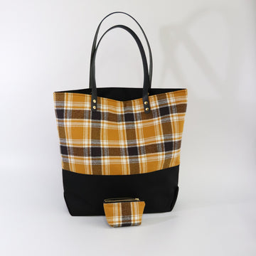 Mustard Flannel Tote and Mini Pouch Set