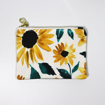 Sunflower Coin Pouch - Green Oilskin