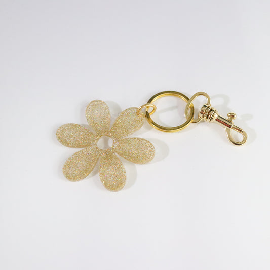 Sparkling Gold Flower Bag Charm