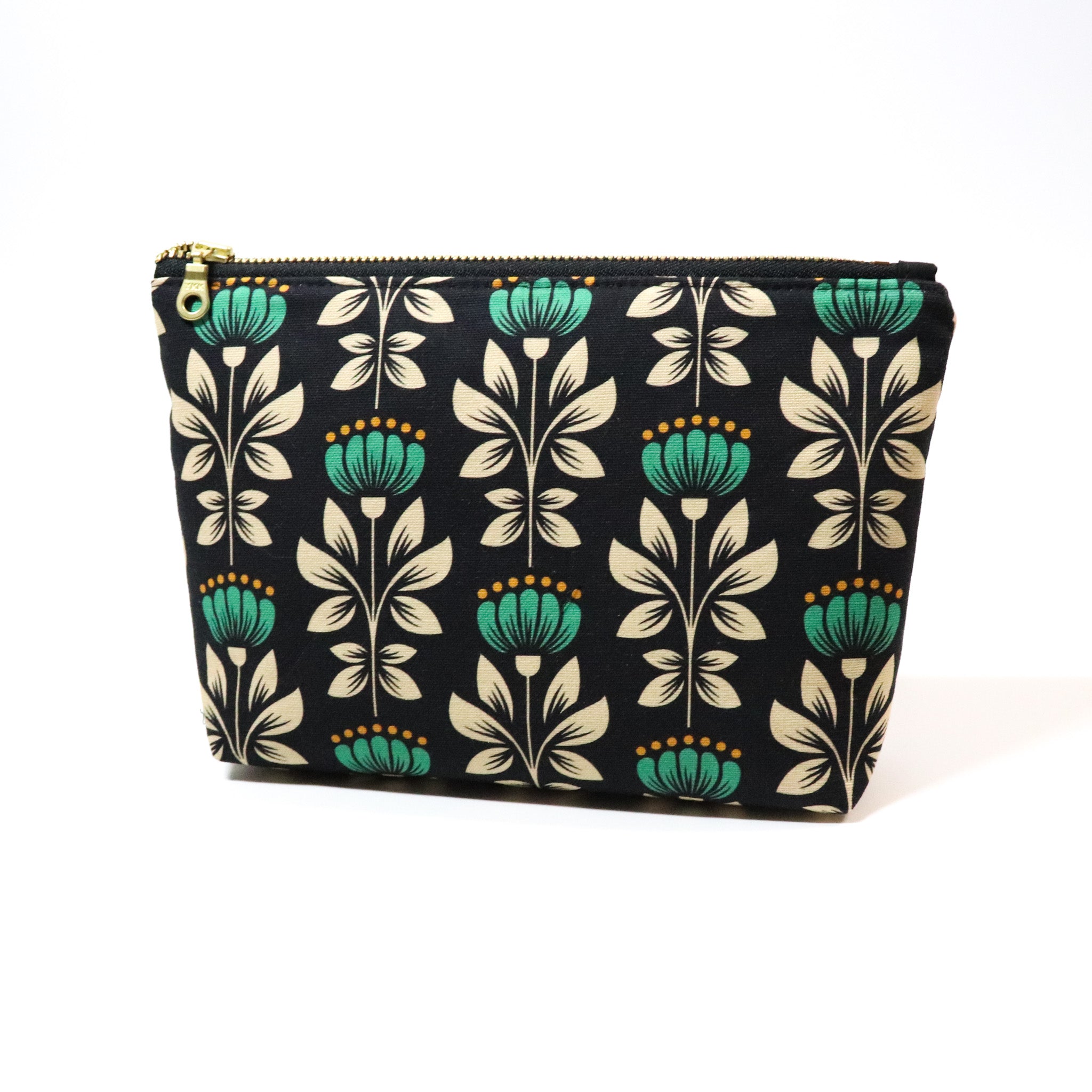 Green Floral Zip Pouch