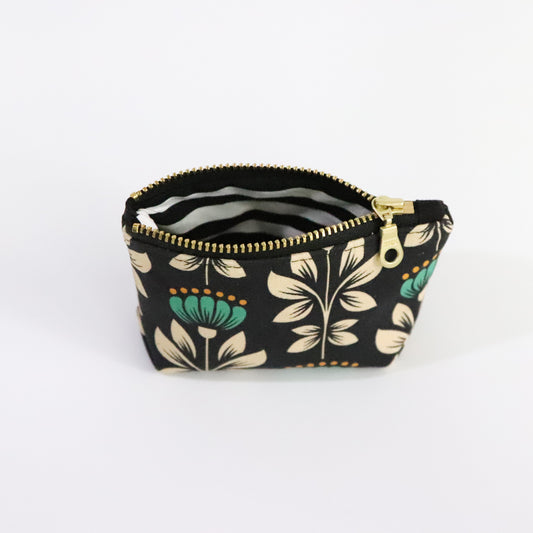 Green Floral Coin Pouch