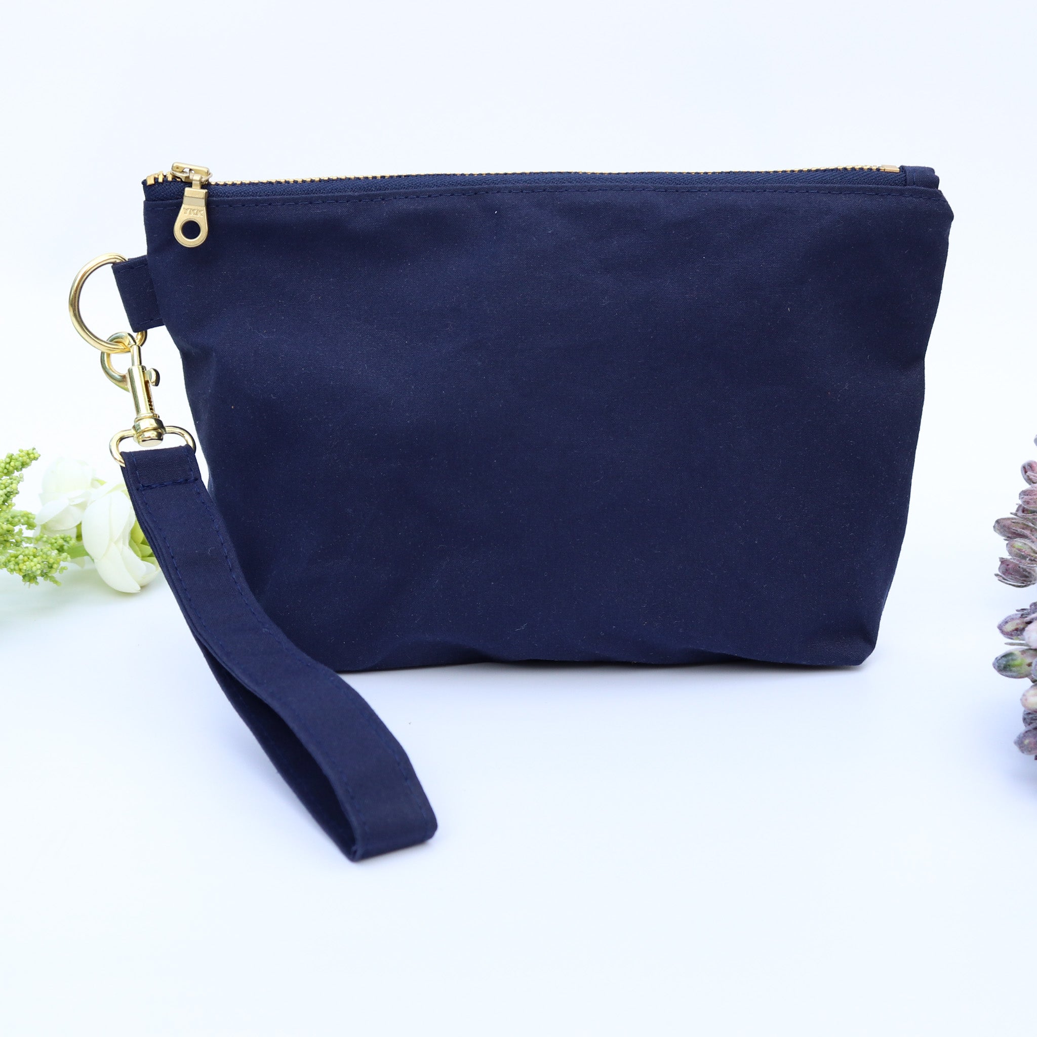 Navy Oilskin Wristlet