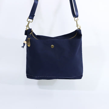 Navy Oilskin Hobo Bag