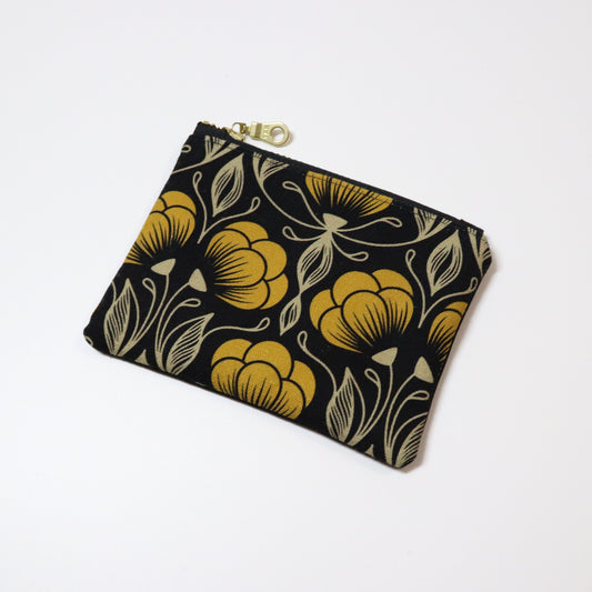 Yellow Flourish Coin Pouch - Flat