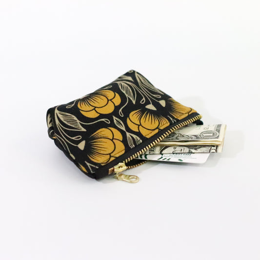 Yellow Flourish Coin Pouch