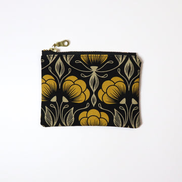 Yellow Flourish Coin Pouch - Flat