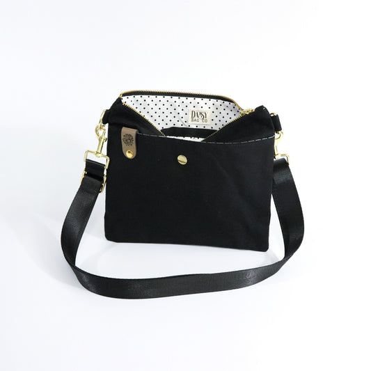 Black Oilskin Crossbody