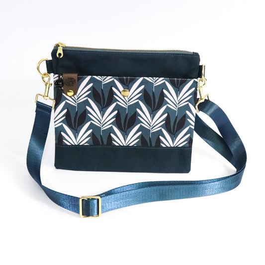 Teal Leaf Crossbody