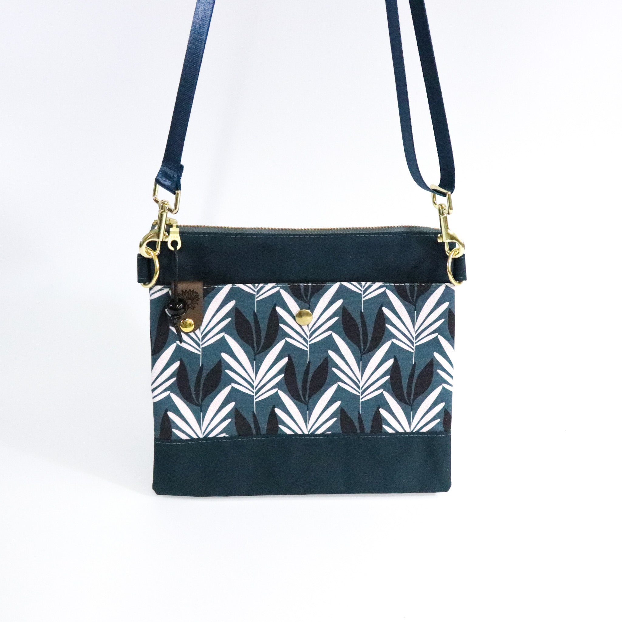 Teal Leaf Crossbody